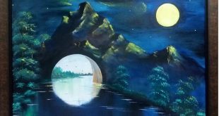 تابلوی نقاشی رنگ روغن روی بوم نام روز در شب