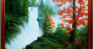 تابلوی نقاشی رنگ روغن روی بوم آبشار لرستان