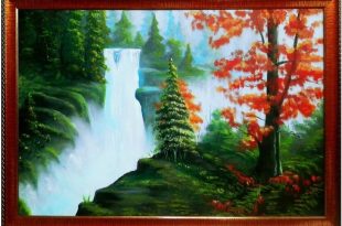 تابلوی نقاشی رنگ روغن روی بوم آبشار لرستان