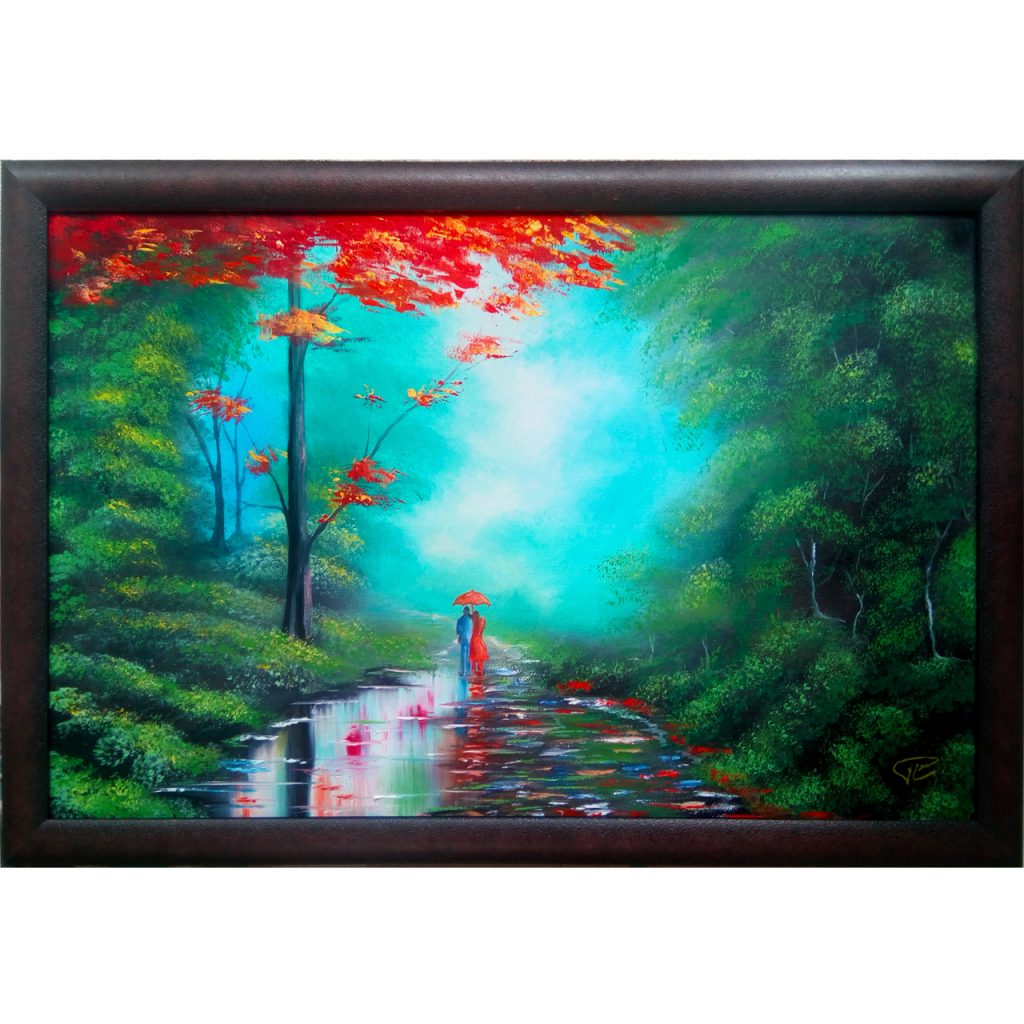 تابلوی نقاشی رنگ روغن روی بوم بهار عاشقان