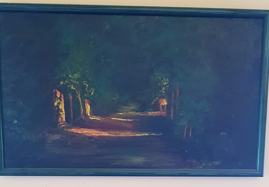 تابلوی نقاشی رنگ روغن روی بوم شب کمال آباد