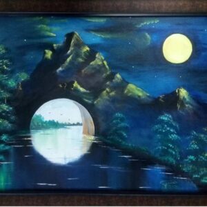 تابلوی نقاشی رنگ روغن روی بوم مدل روز در شب اثر سید علی مهدوی حسینی