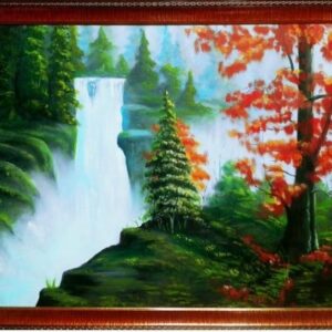 تابلوی نقاشی رنگ روغن روی بوم آبشار لرستان اثر سید علی مهدوی حسینی